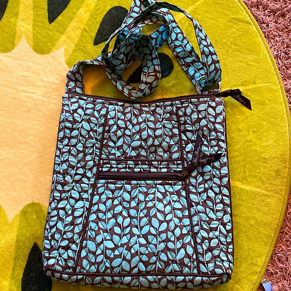 Vera Bradley/leaves teal and brown/gently used condition/cross body Shower Vines